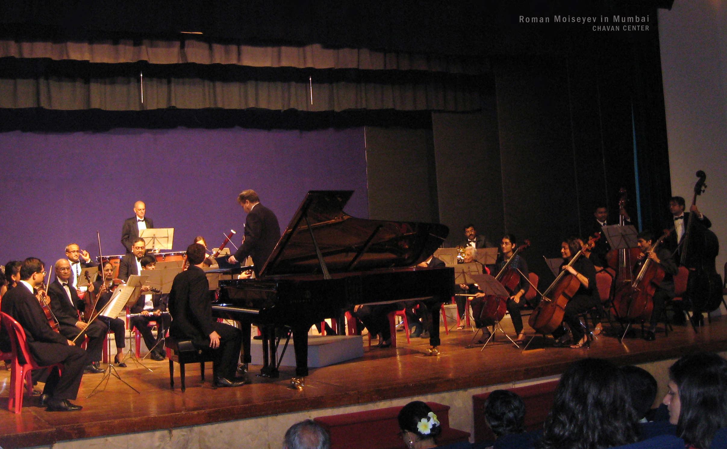 Yaron Kohlberg and Roman Moiseyev with The Bombay Chamber Orchestra in Y. B. Chavan Centre. India. Mumbai. September 4, 2011